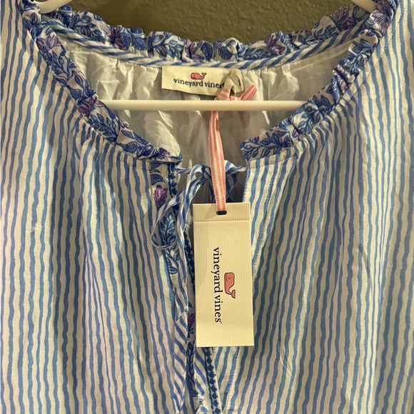 NWT Women's Vineyard Vines border print Bayside blue midi dress! Size large - Picture 4 of 6